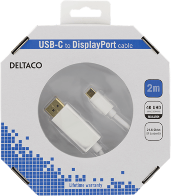 DELTACO DisplayPort - USB-C Vit 2 m