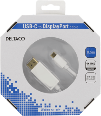 DELTACO DisplayPort - USB-C Vit 0.5 m