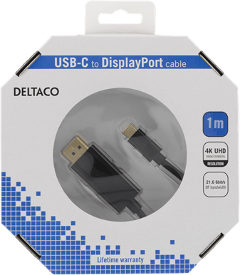 DELTACO DisplayPort - USB-C Svart 1 m