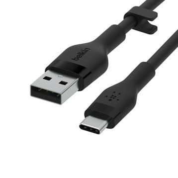 Belkin Silikon Flex USB-A till C, 1m, Svart
