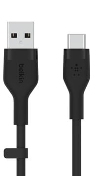 Belkin Silikon Flex USB-A till C, 1m, Svart