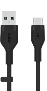 Belkin Silikon Flex USB-A till C, 2m, Svart