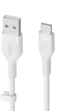 Belkin Silikon Flex USB-A till C, 3m, Vit