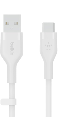 Belkin Silikon Flex USB-A till C, 3m, Vit