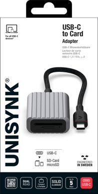 Unisynk USB-C to Card Adapter Grå
