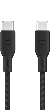 Belkin Nylonflätad Snabbladdningskabel USB-C till C, 100W 2m Svart