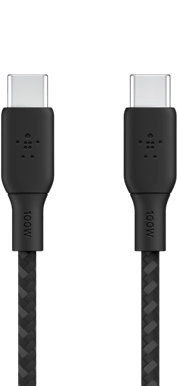 Belkin Nylonflätad Snabbladdningskabel USB-C till C, 100W 3m Svart