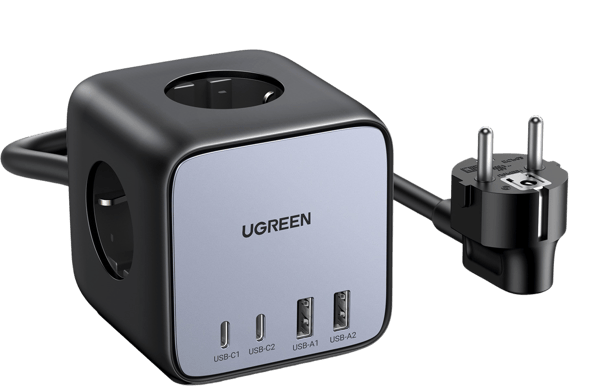 UGREEN Grenuttag 3 uttag + 4 portar 65W 1.8M