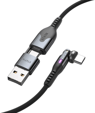 STATIK PowerPivot Pro Nylonflätad USB-C Svart 1m