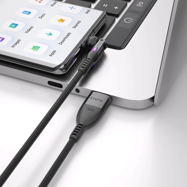STATIK PowerPivot Pro Nylonflätad USB-C Svart 1m