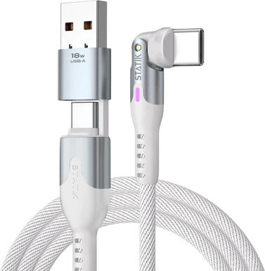 STATIK PowerPivot Pro Nylonflätad USB-C Vit 1m