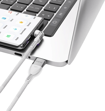 STATIK PowerPivot Pro Nylonflätad USB-C Vit 1m