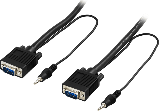 DELTACO VGA-kabel ha-ha HD15 med 3.5mm ljud Svart 10m