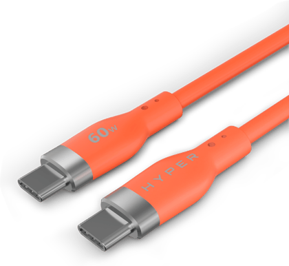 HyperJuice 60W Silicone USB-C to USB-C 1.5m Orange