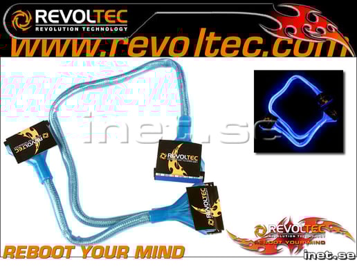 Revoltec Rund IDE-kabel 90cm UV Blå