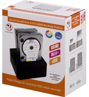 USB/eSATA direkt dock2X2,5" & 2X3,5" SATA-HDD