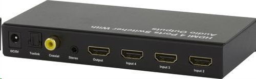 HDMI-switch, 4 in till 1 ut, Toslink