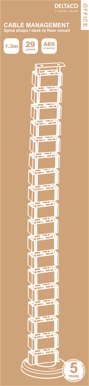 DELTACO Kabelhanteringsryggrad 4 kanaler Vit