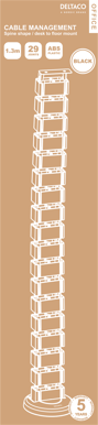 DELTACO Kabelhanteringsryggrad 4 kanaler Svart