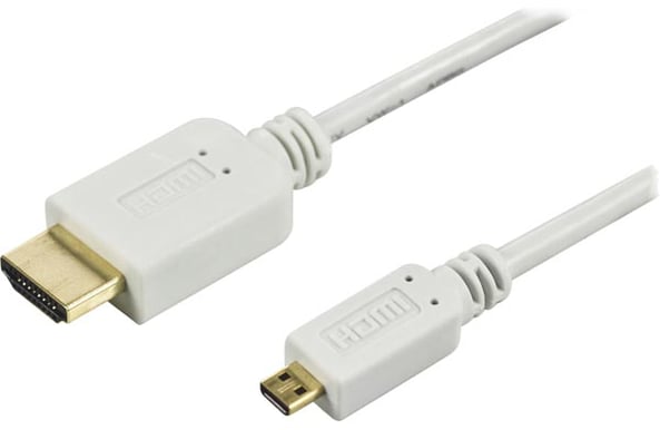 HDMI-kabel 1.4 HDMI ha - Micro HDMI ha 2m vit