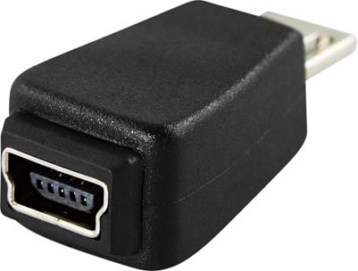Adapter USB, micro B ha till mini B ho, svart