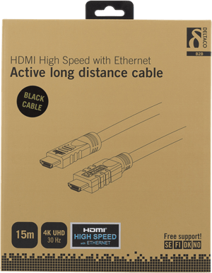 DELTACO HDMI-kabel 1.4 ha-ha Aktiv Svart 15 m