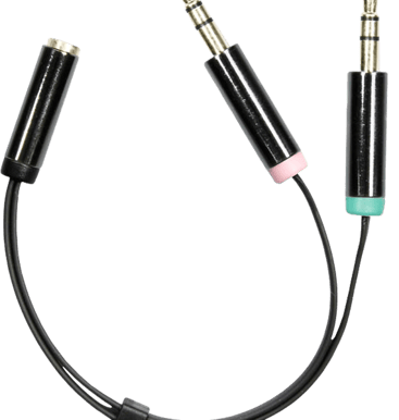 DELTACO Adapter 2x 3.5 mm ha till 3.5 mm ho 4-pin Svart 10 cm