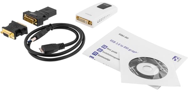 DELTACO USB 3.0 till DVI/HDMI-Adapter Vit