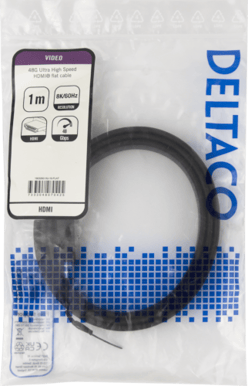 DELTACO Platt HDMI-kabel 2.1 ha-ha, Svart 1 m