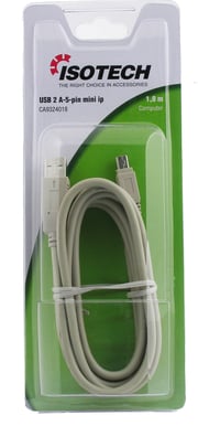 USB-kabel A-miniB ha-ha 5-pin 1.8m