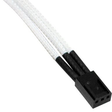 NZXT 3-Pin Fläktförlängningskabel 300mm, Vit - sleevad