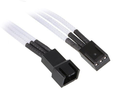 NZXT 3-Pin Fläktförlängningskabel 300mm, Vit - sleevad