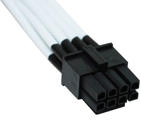 NZXT 8-Pin Moderkortsförlängningskabel 250mm, Vit - sleevad