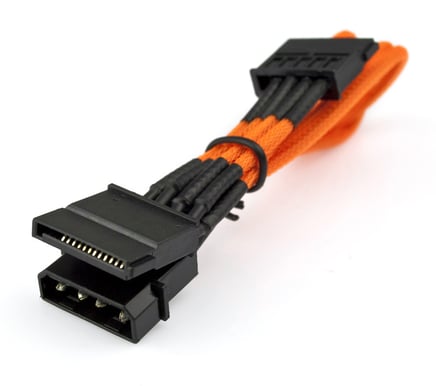 NZXT Molex till 2st SATA 200mm, Orange - sleevad