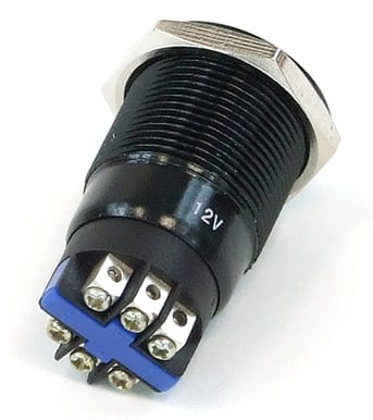 Phobya Vandal switch 19mm Svart Alu/Blå LED Ring