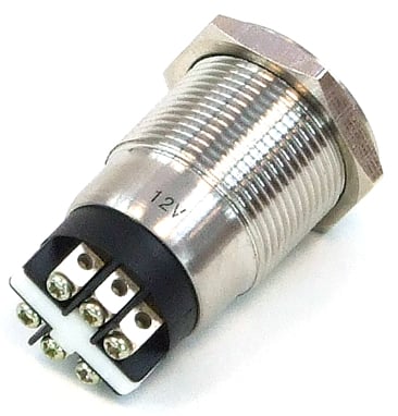 Phobya Vandal switch 19mm Stainless Steel/Vit LED Ring