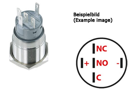 Phobya Vandal switch 19mm Svart Alu/Grön LED Ring
