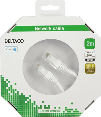 DELTACO TP-kabel Cat6 U/UTP Vit (F) 2 m