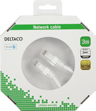 DELTACO TP-kabel Cat6 U/UTP Vit (F) 3 m