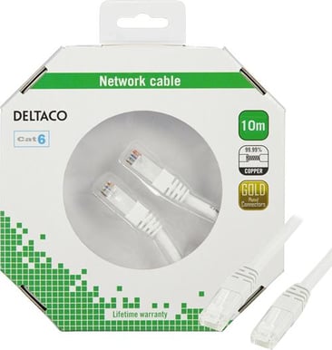 DELTACO TP-kabel Cat6 U/UTP Vit (F) 10 m