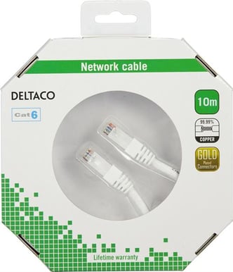 DELTACO TP-kabel Cat6 U/UTP Vit (F) 10 m