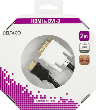 DELTACO DVI-kabel DVI ha till HDMI ha Svart (F) 2m