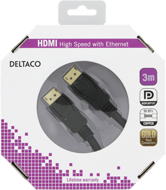 DELTACO DisplayPort 1.2 ha-ha Svart (F) 3 m