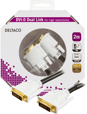 DELTACO DVI monitorkabel DVI-D Dual Link ha-ha Vit 2 m