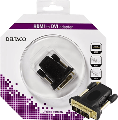 DELTACO Adapter HDMI ho till DVI-D ha Svart