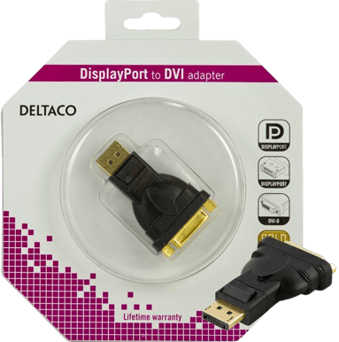 DELTACO Adapter DisplayPort ha till DVI-D ho Svart