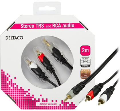 DELTACO Audiokabel 3.5mm ha-2xRCA ha 2m
