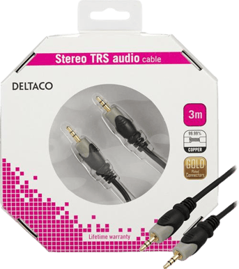 DELTACO Audiokabel 3.5mm ha-ha Svart 3m