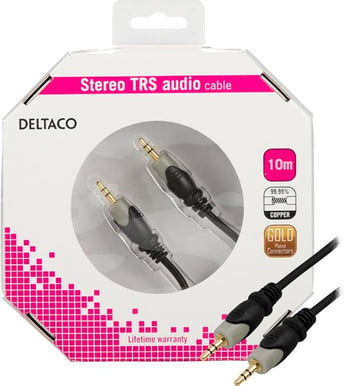 DELTACO Audiokabel 3.5mm ha-ha Svart 10m