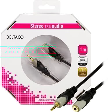 DELTACO Audiokabel 3.5mm ha-ho Svart 1m